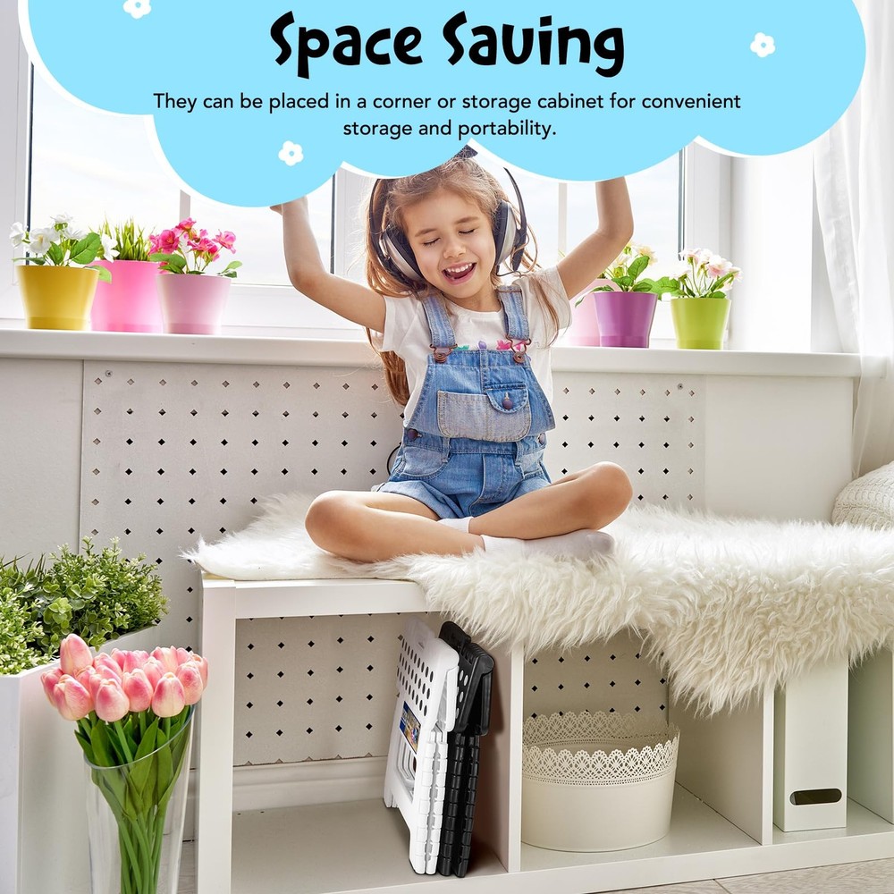 Folding Step Stool 9 Inch 300 lb Capacity, Plastic Foldable Step Stools for K...