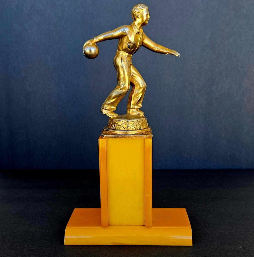 Vintage Bakelite Butterscotch Catalin Bowling Trophy