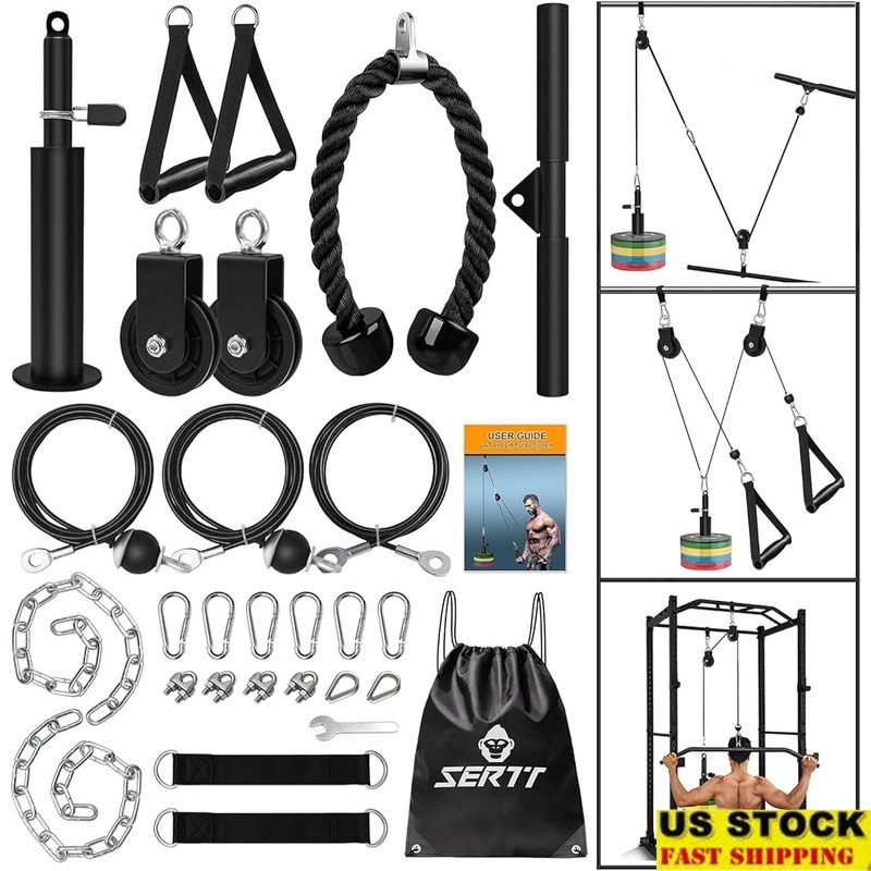 Lat Pulley System Heavy-Duty Cable Machine Biceps Triceps Rowing Workouts New