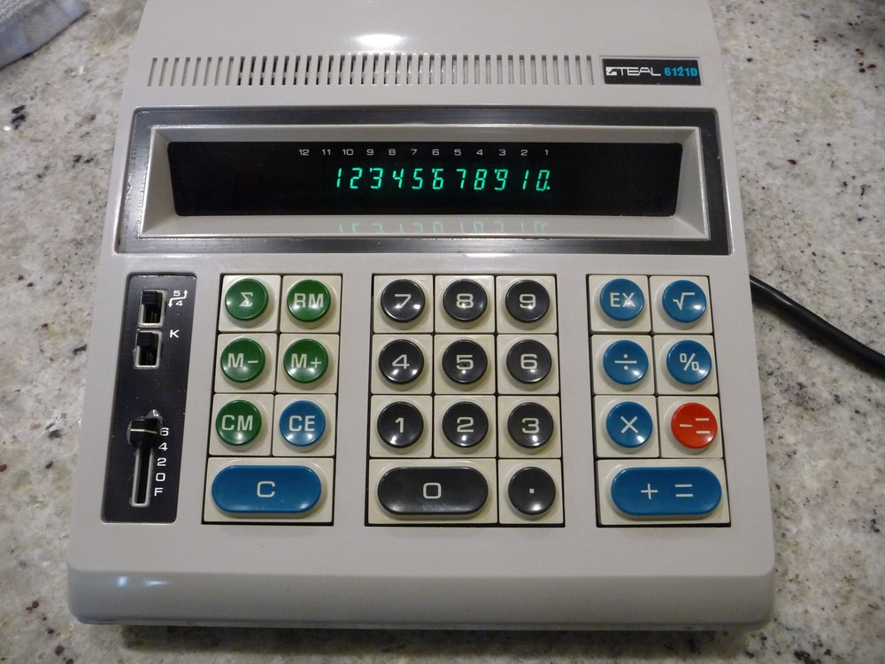 Vintage Teal 6121D Adding Machine Calculator