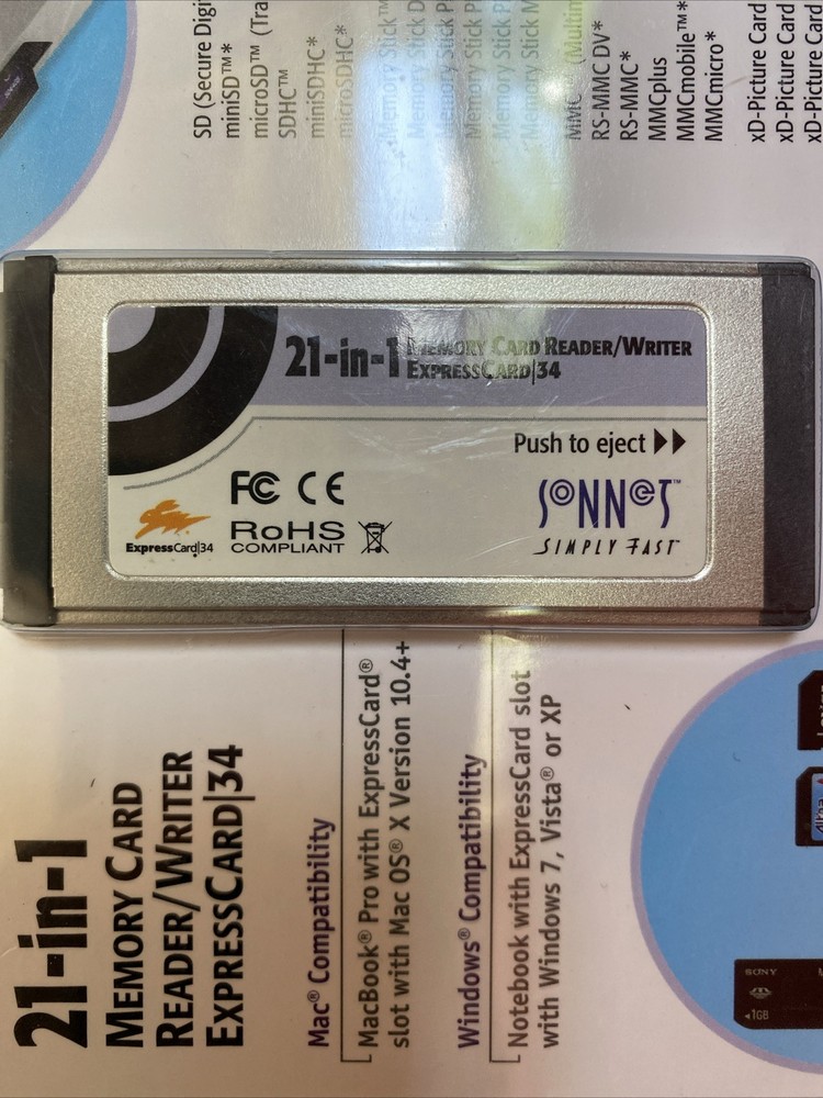 Sonnet Tech Memory Card Reader/Writer Express card/34 21 In 1 Functions MmRW-E34