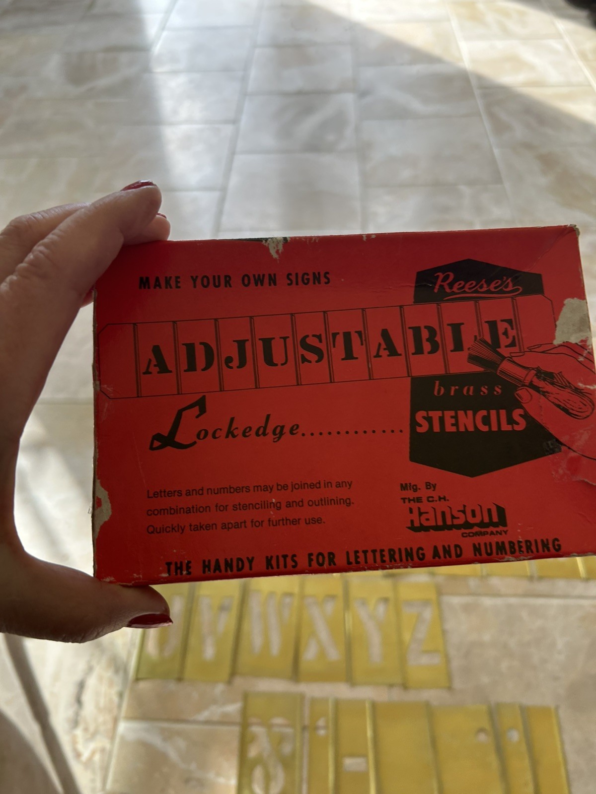 Reese's Brass Stencils Adjustable Vintage With Box