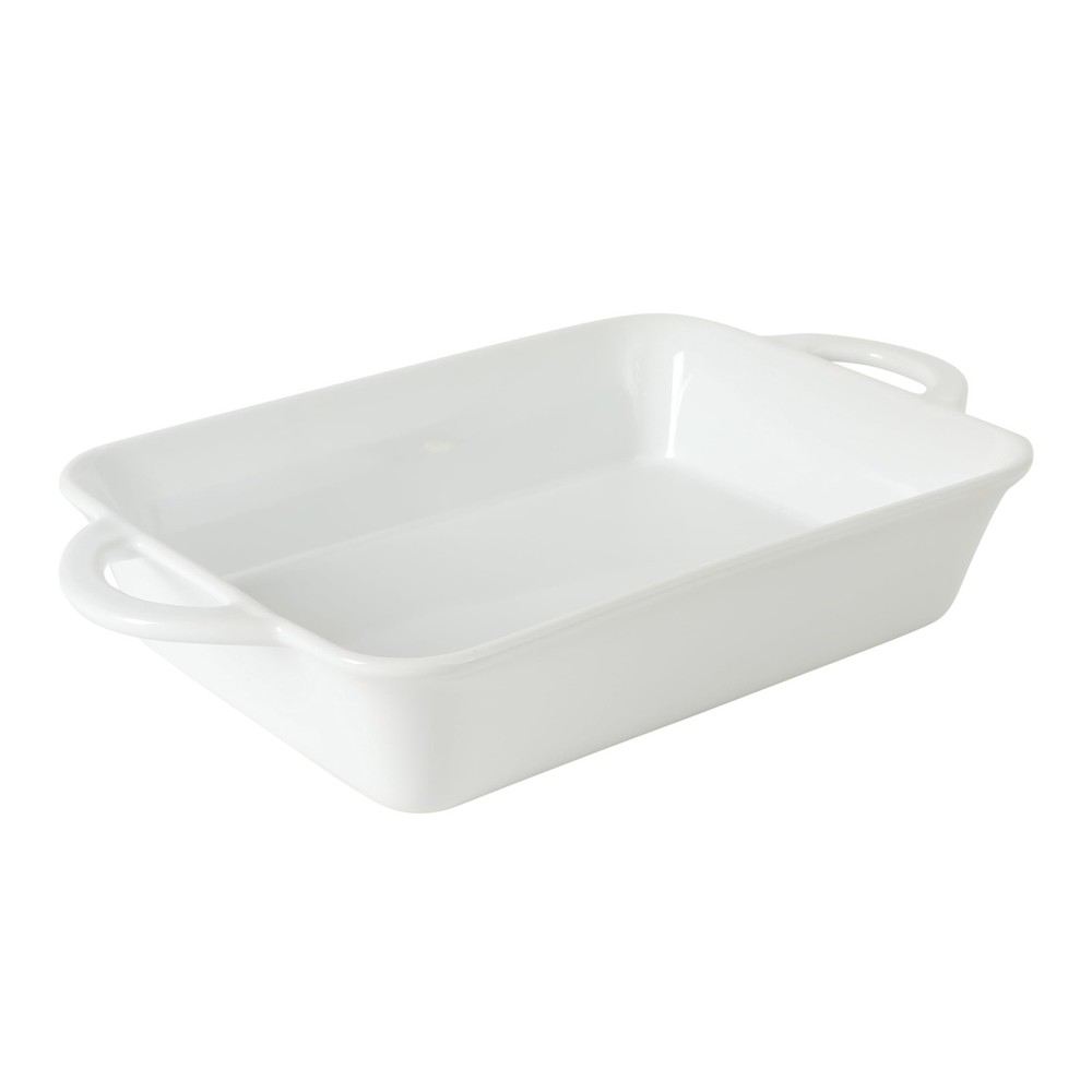 Gibson Home Gracious Dining 2.5-Quart White Stoneware Baking Dish with Handle...