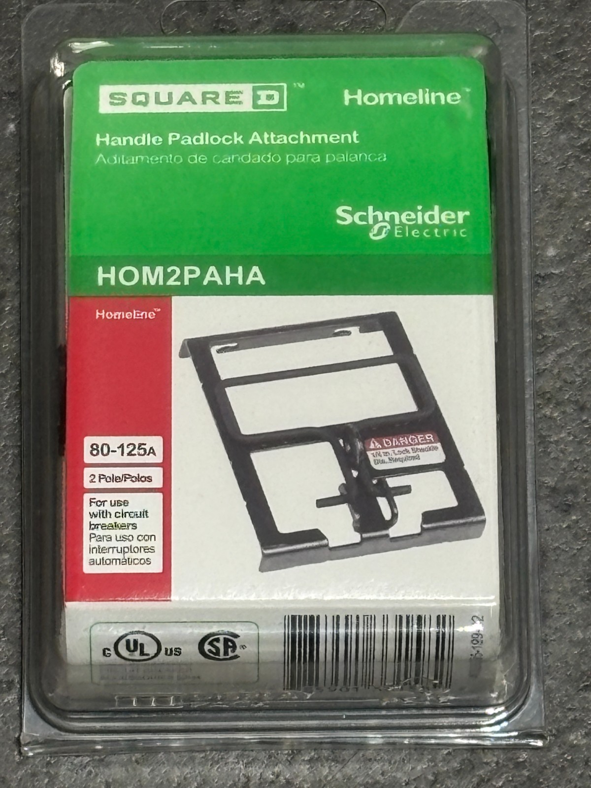Homeline HOM2PAHA Handle Padlock Attachment For 80 to 125 Amp 2 Pole Breaker