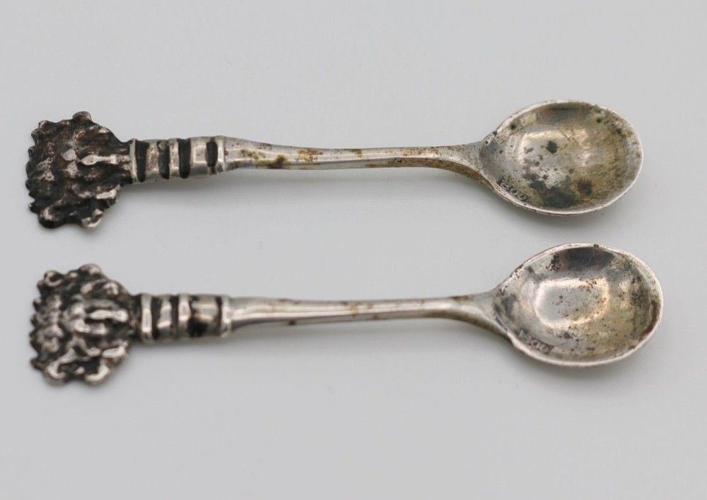 Set of 2 Small 800 Silver Salt Spoons