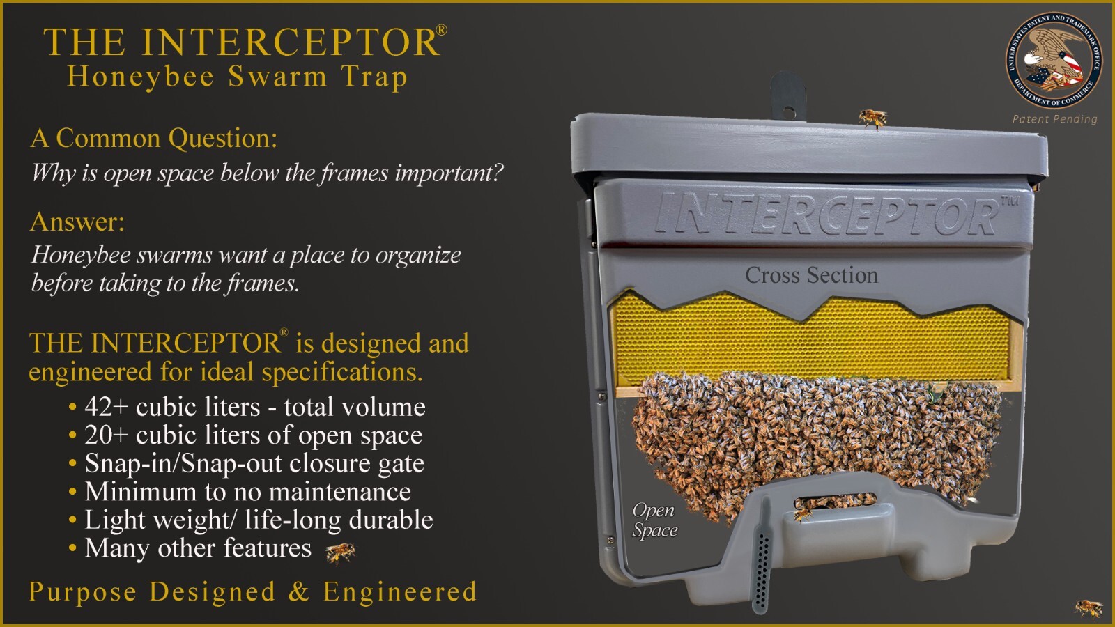 Honeybee Swarm Trap-THE INTERCEPTOR PRO-bait hive, bee equipment, lure, trapping