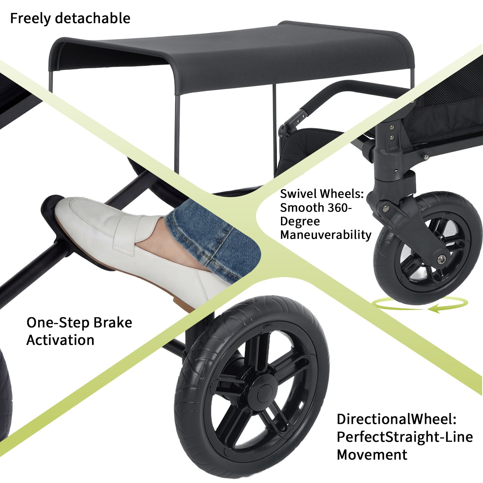 4 Seater All-Terrain Wagon Stroller Premium Wagon Stroller with Safety Harness
