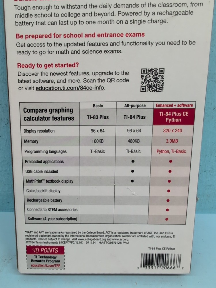 Texas Instruments TI-84 Plus CE Python Graphing Calculator Matte-matic Black
