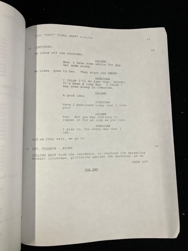BABYLON 5 TV SCRIPT BY J. MICHAEL STRACZYNSKI, 2/6/1998 #522 "OBJECTS AT REST"