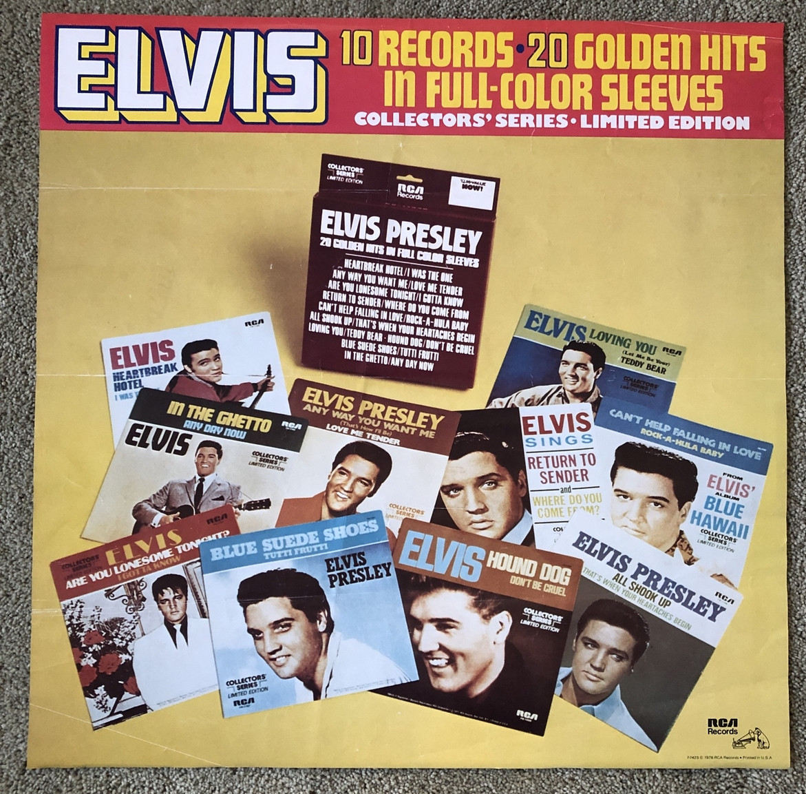 Elvis Presley Collectors Series Poster RCA Records 1978 18" x 18" Advertising