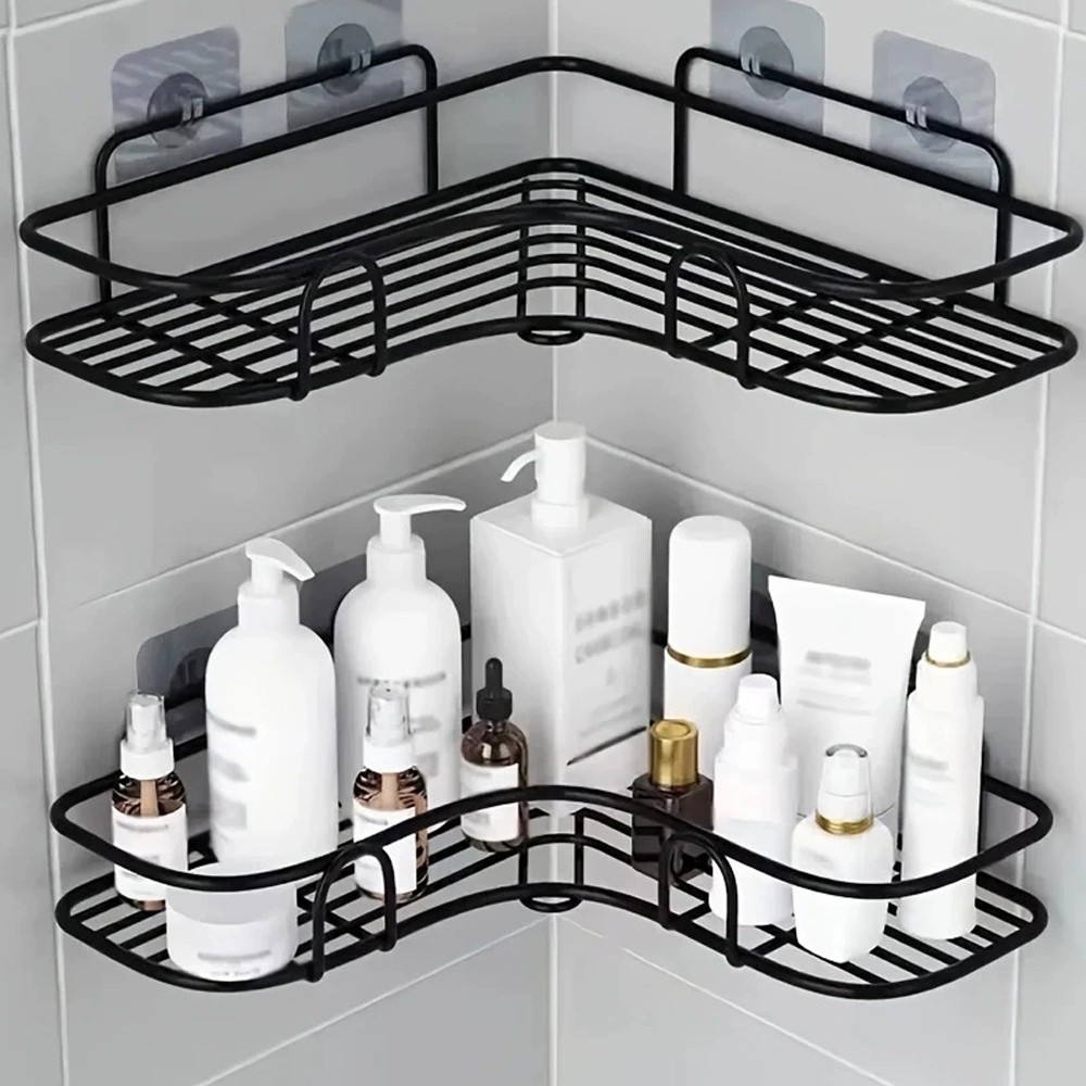 Rustproof Iron Corner Shower Shelf Wall Mounted Bathroom Organizer Space Saving❥