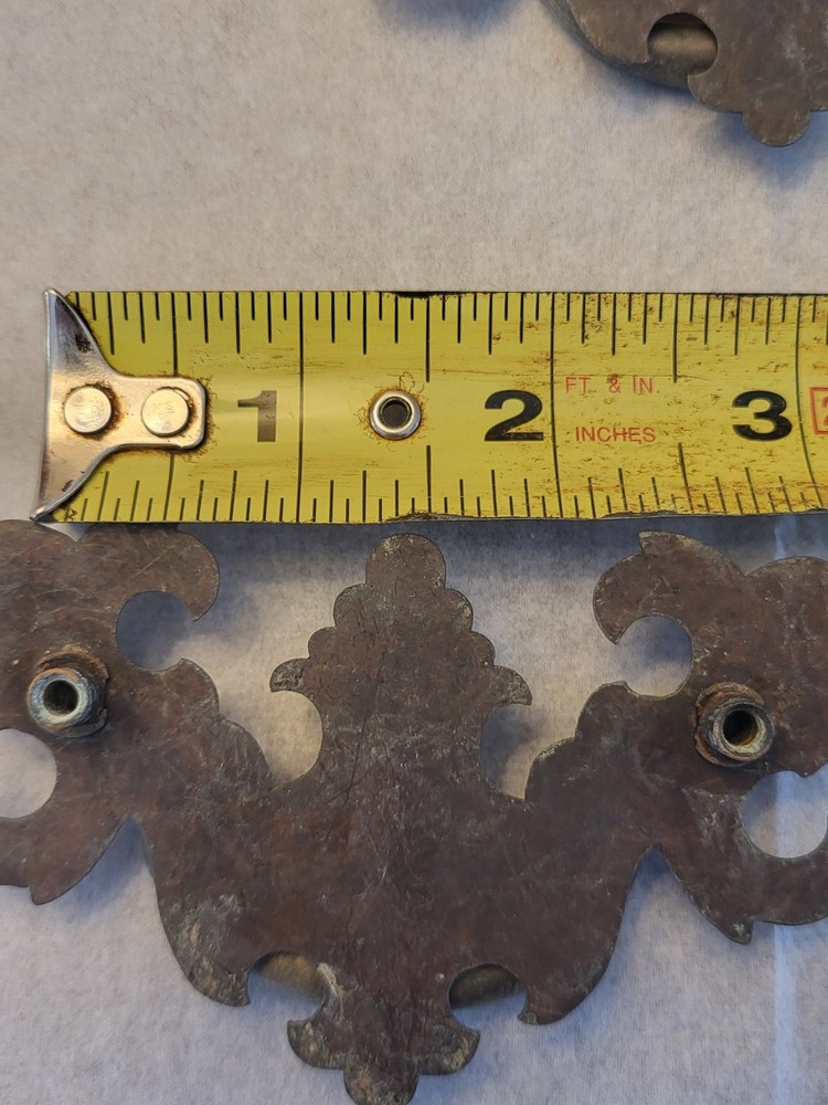 Flat Bat Drop Bail Pull Handle Solid Dark Aged Brass 2-1/2" Centers 10 Vintage