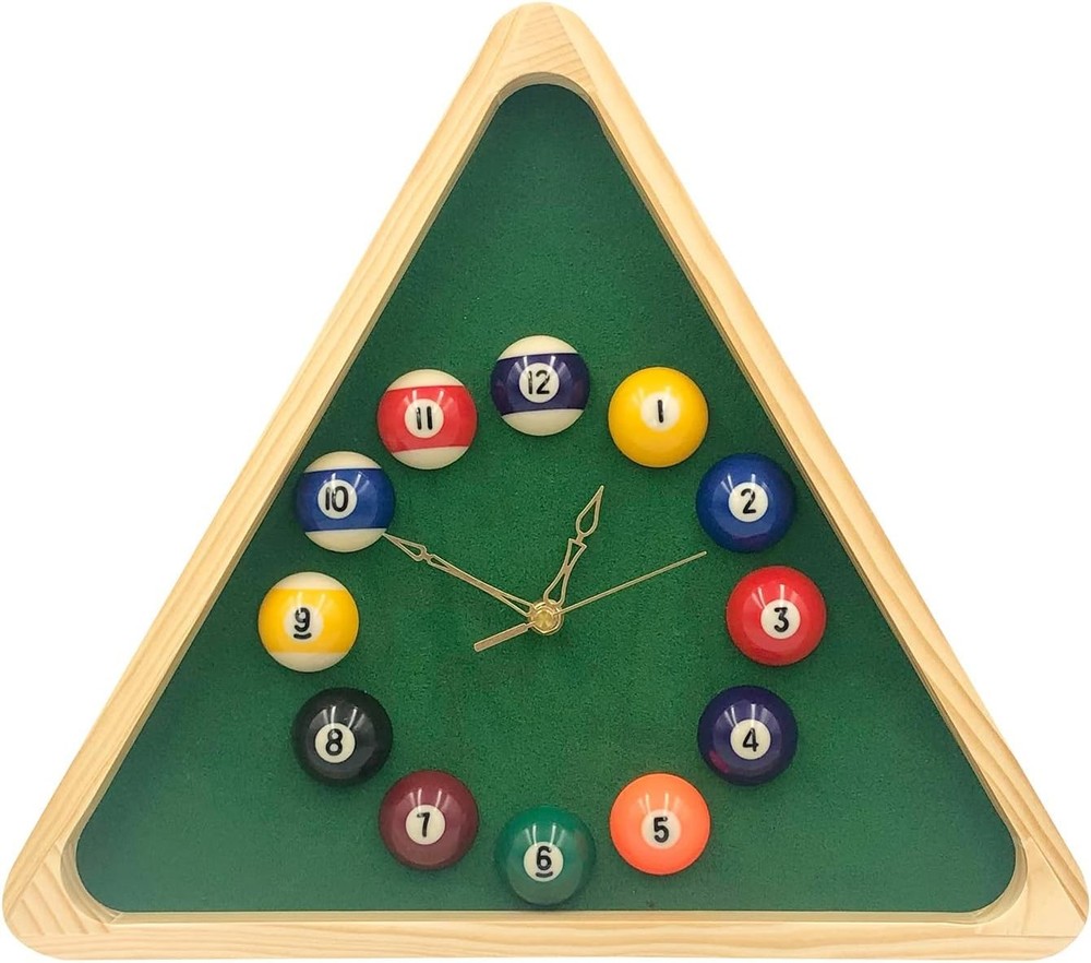 Triangle Billiards Clock - Solid Wood Frame, Silent Movement