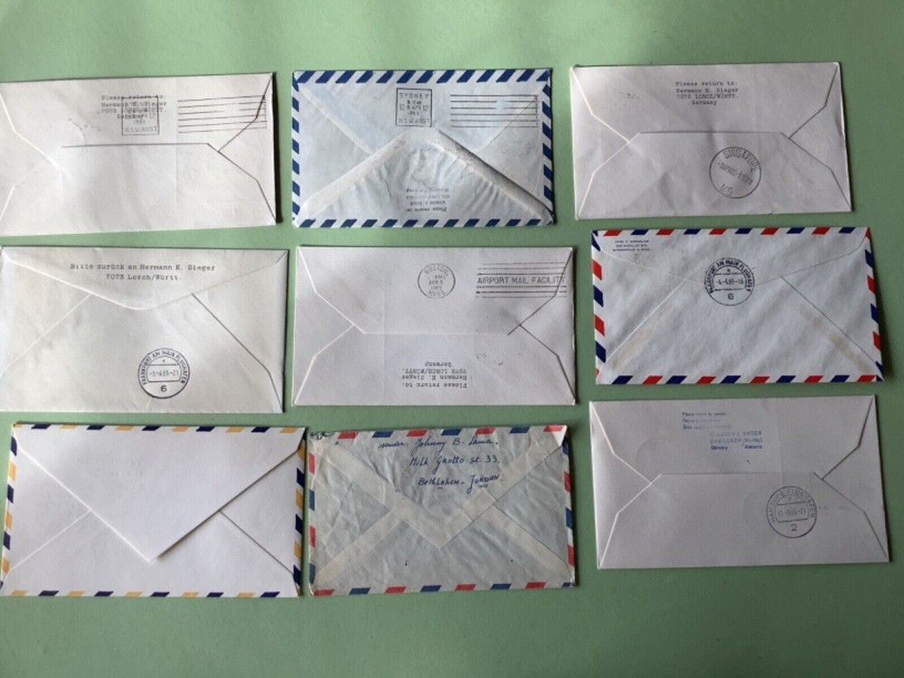 Airmail flight cover mixed world 9 items Ref A1465