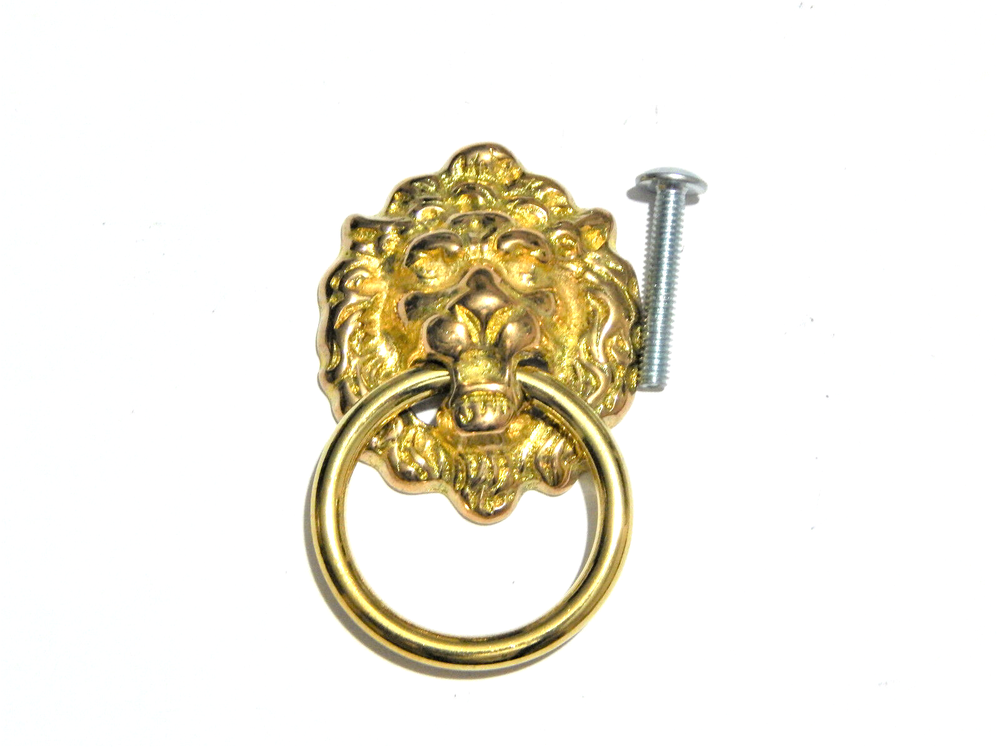 Vintage Drop Ring Drawer Pull Lions Head Solid Brass For and Doors Cabinets