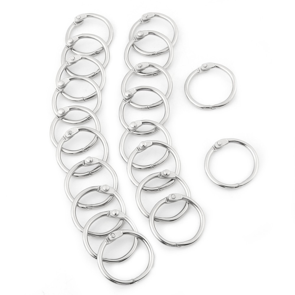 20PCS 30mm Hinged Ring Book Clip Split Key Rings