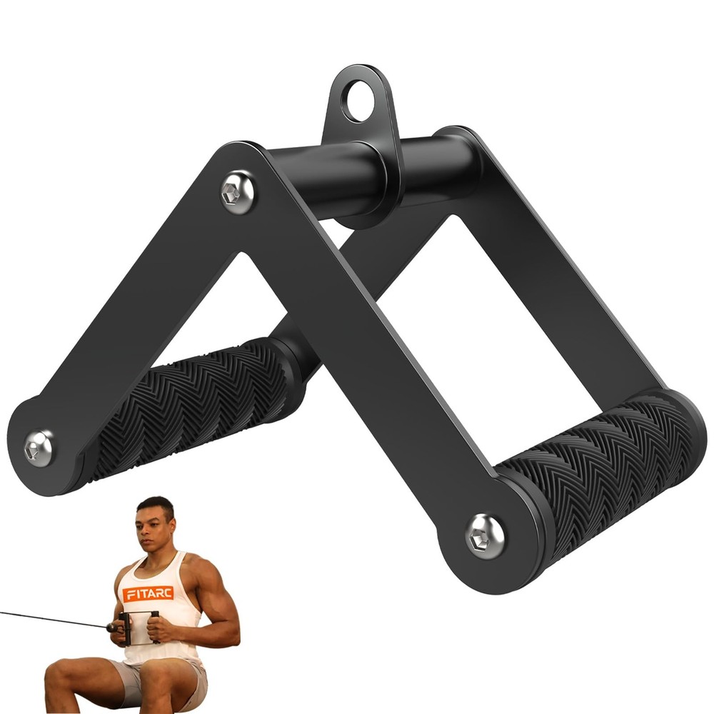 Double D Row Handle Cable Attachments for T Bar Rows, LAT Pulldowns, Home Gym