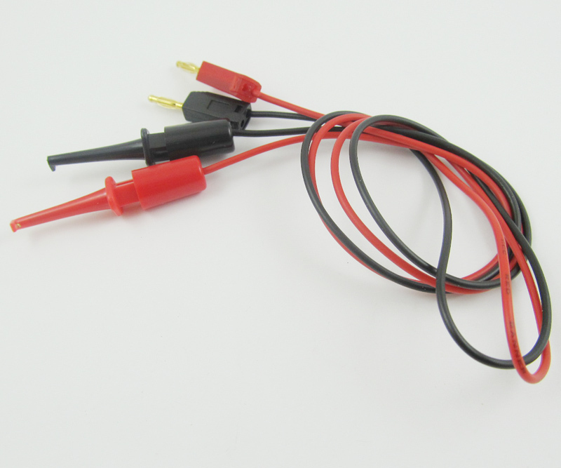 2 sets 0.5M 2mm Gold Stackable banana plug to Small Test Hook Clip Cable Probes