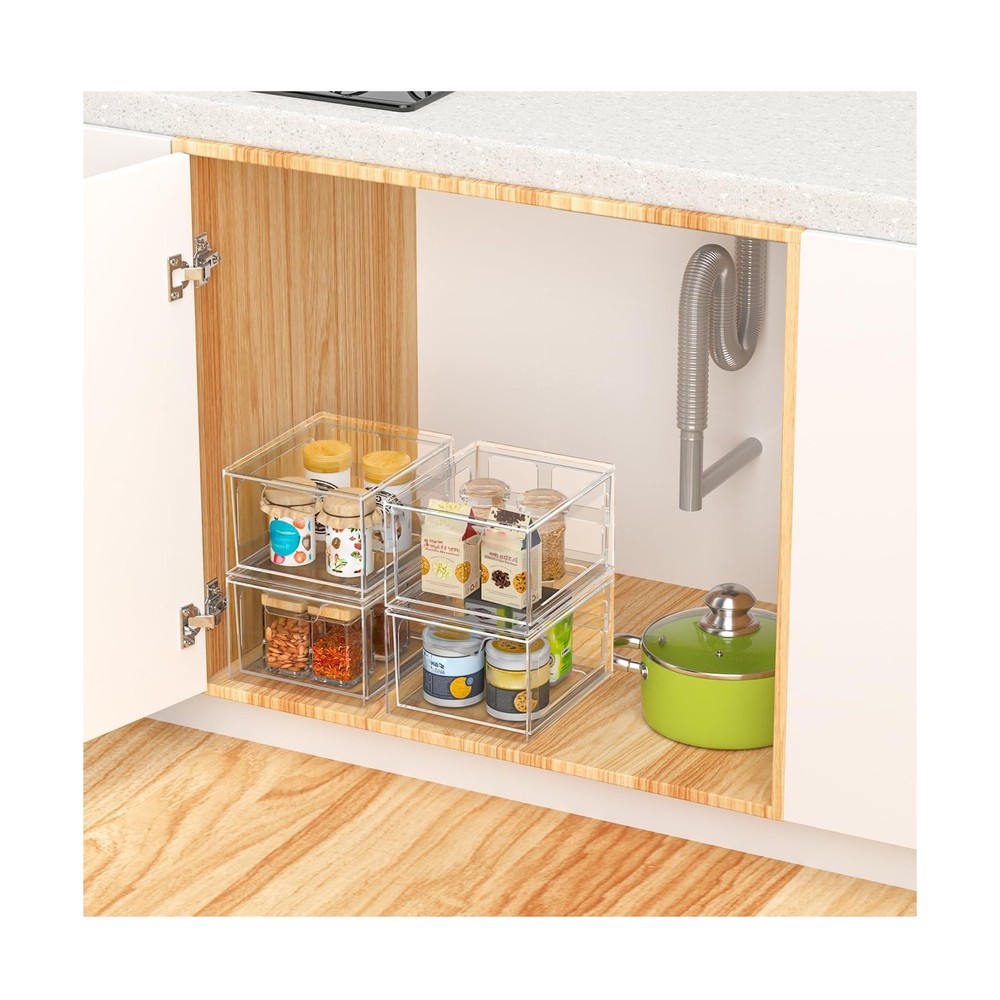 6 Pack Stackable Plastic Makeup Organizer Drawers, Acrylic Organize... Fast Ship