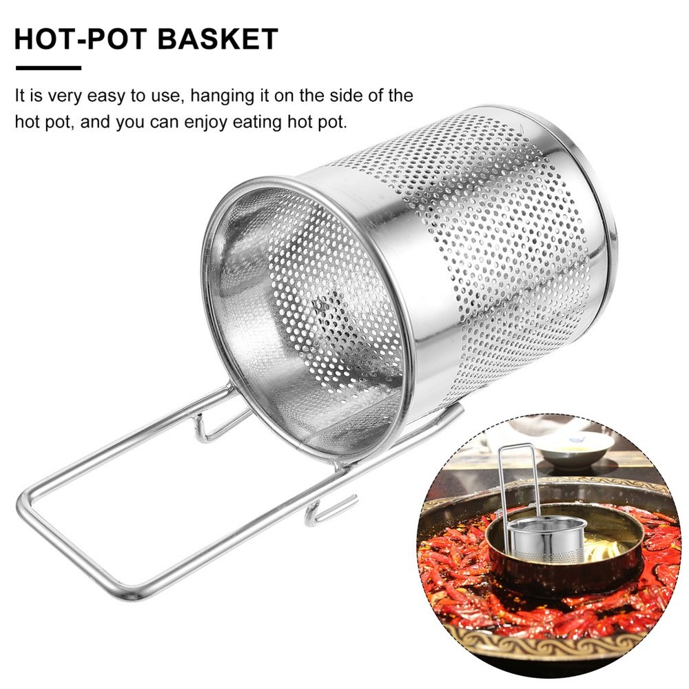 2 Pack Hot Pot Basket Strainer Clip Kitchen with Handle for Boiling