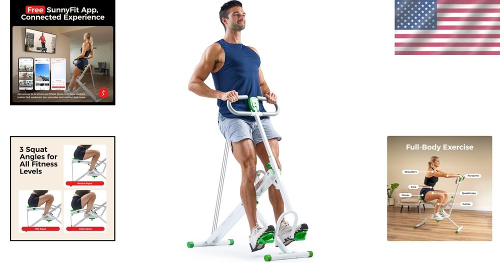 Foldable Squat Assist Rower w/ SunnyFit App