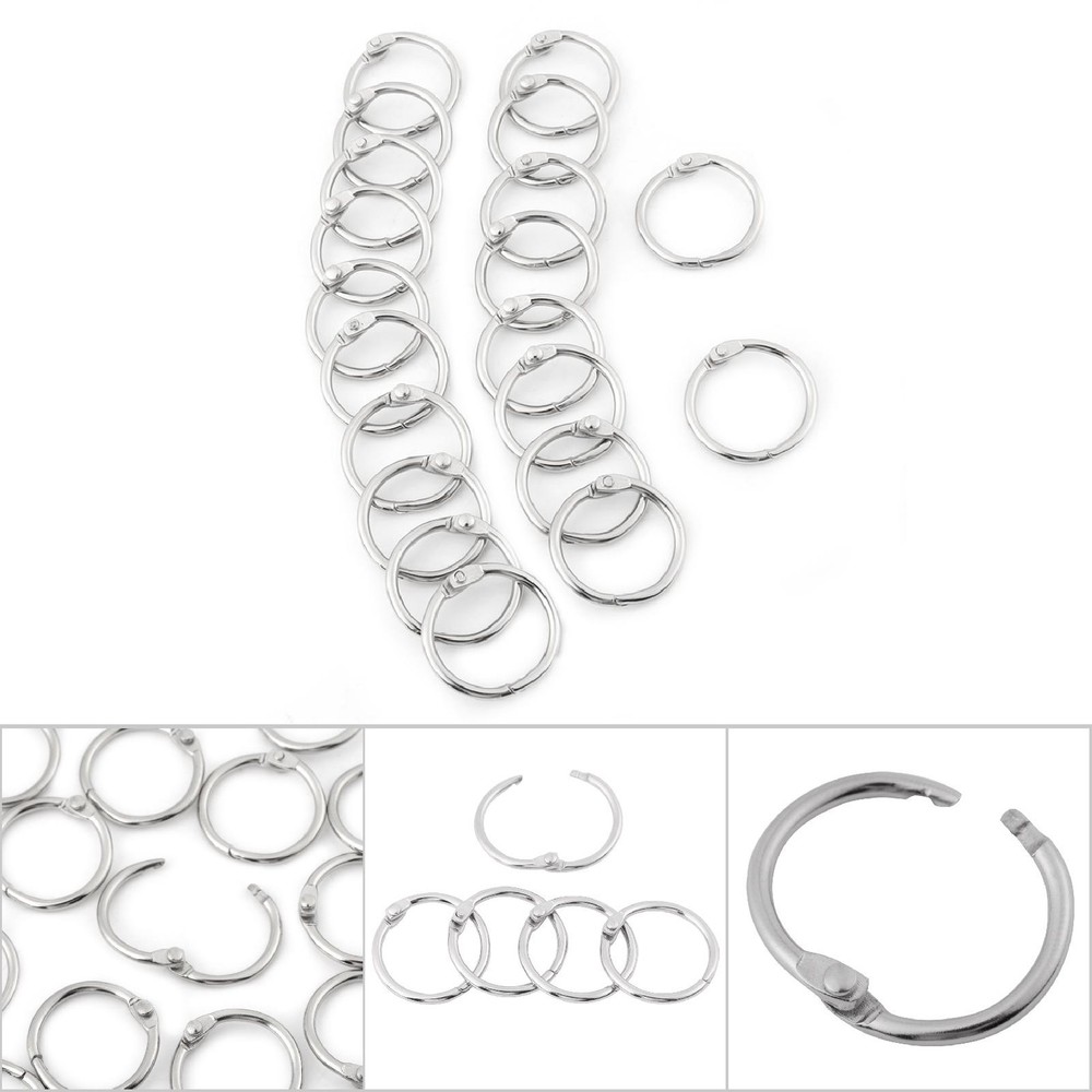 20PCS 30mm Hinged Ring Book Clip Split Key Rings