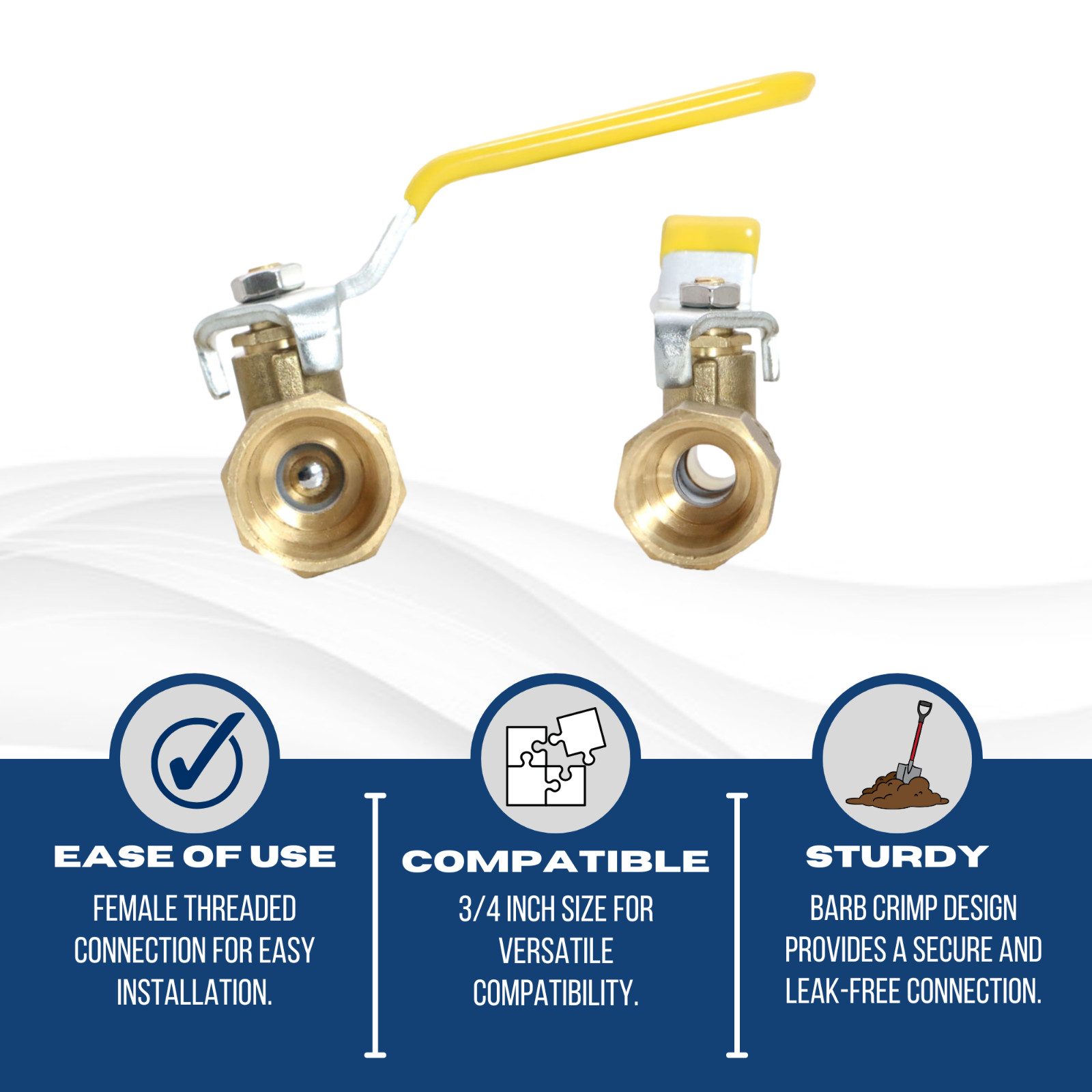 10 Pieces 3/4" Pex Female Ball Valve, Pex B Crimp, Lead Free Brass, Full Port