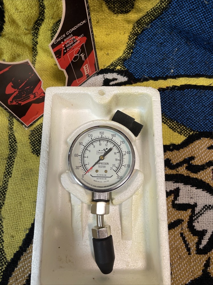 Vintage Sears Compression Tester Auto Testing Tool Gauge Works