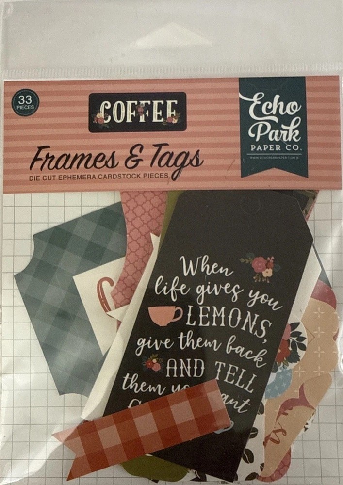 COFFEE FRAMES & TAGS EPHEMERA Die-Cut Set(33pc) Echo Park•Drinks•Card Making•
