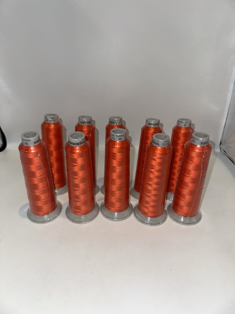 MADEIRA (10 PACK) Polyneon #40 Polyester Embroidery Thread 2500m Orange 1987