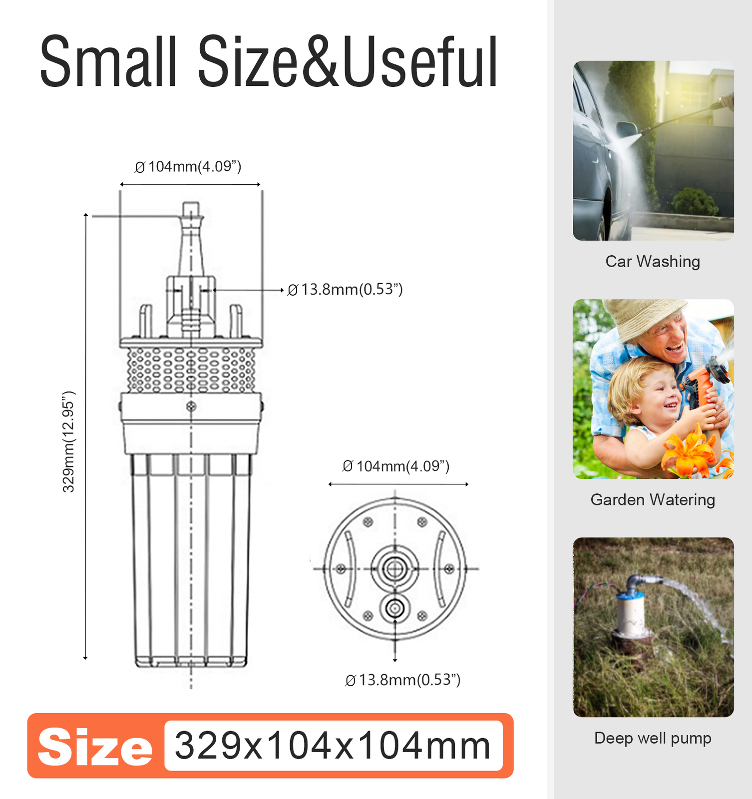 Solar Water Pump Kit -12V DC Submersible Well Water Pump &100W Solar Panel ,Farm