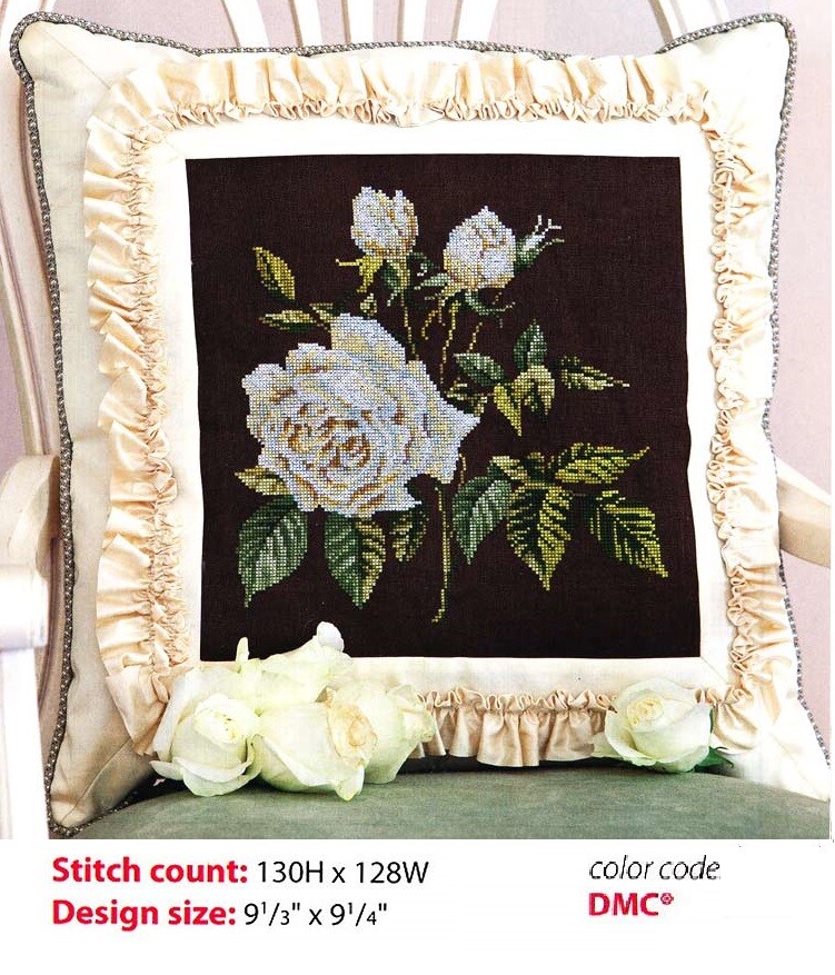 WHITE ROSE  CROSS STITCH  PATTERN ONLY  YD  RER