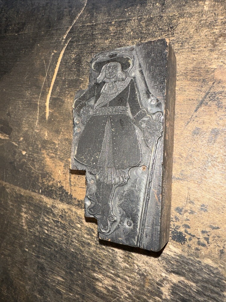 Printing Block Type Cut ( Pilgrim Quaker In Full Uniform ) Nice Image!￼