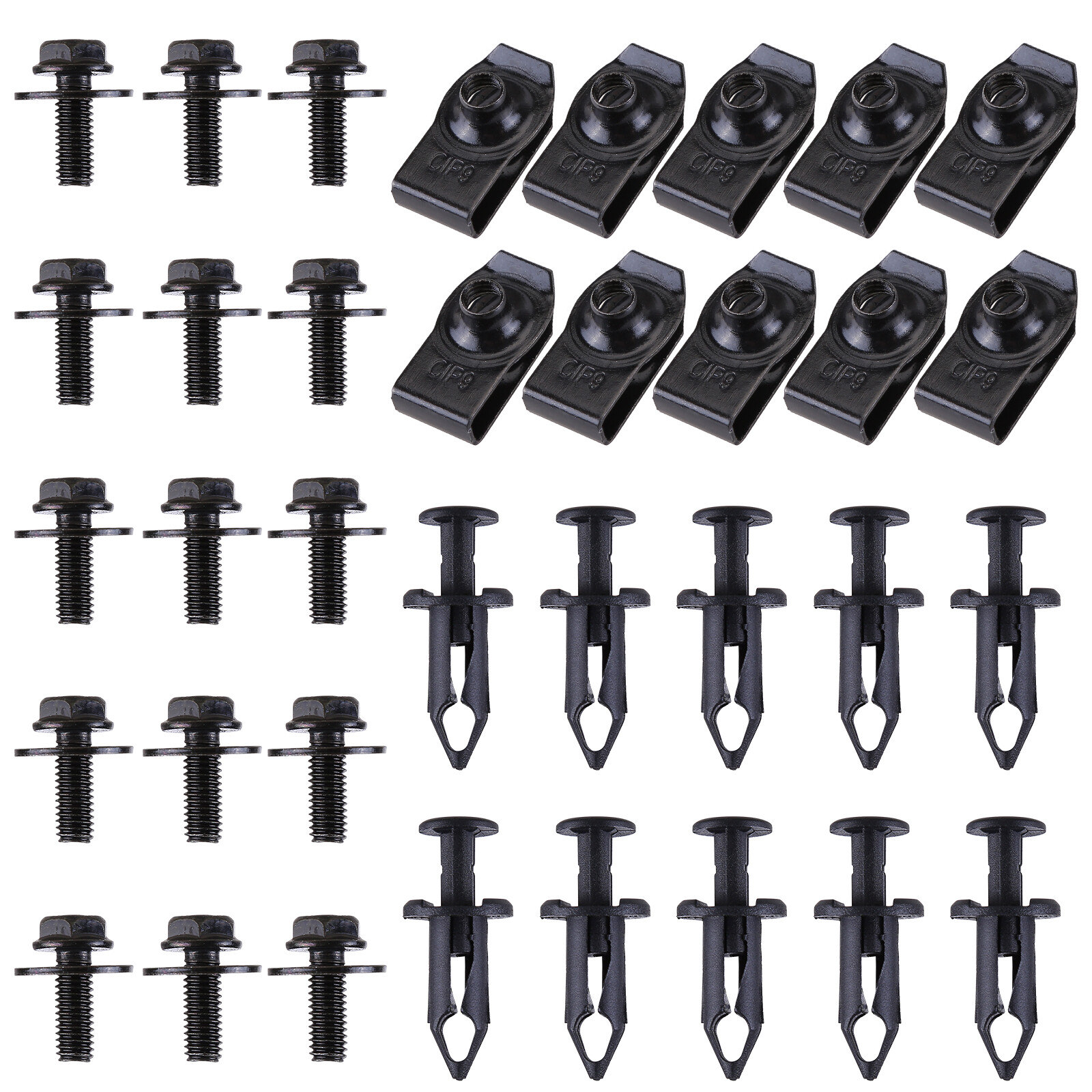 For Nissan 35 Pcs Body Bolts & U-nut Clips- M6 Engine Under Cover Splash Shield