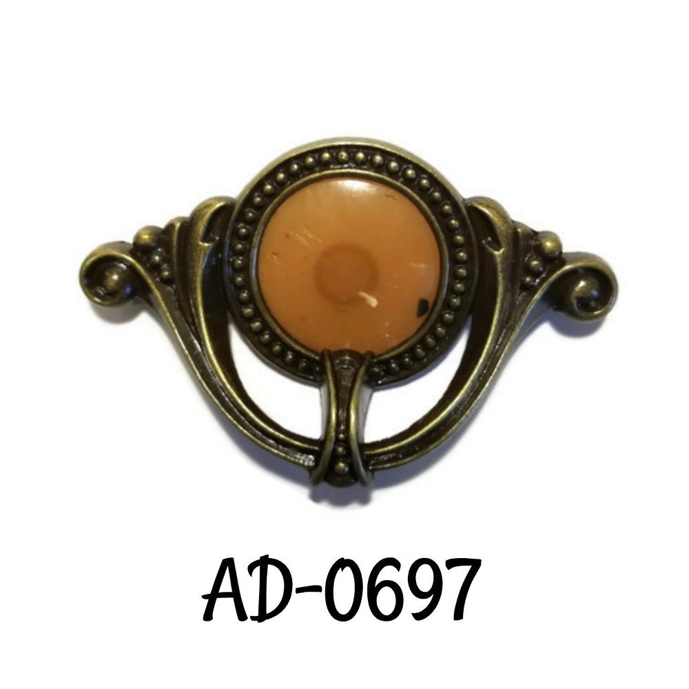 Waterfall Style Drawer Pull bakelite tortoise shell antique brass Vintage Style