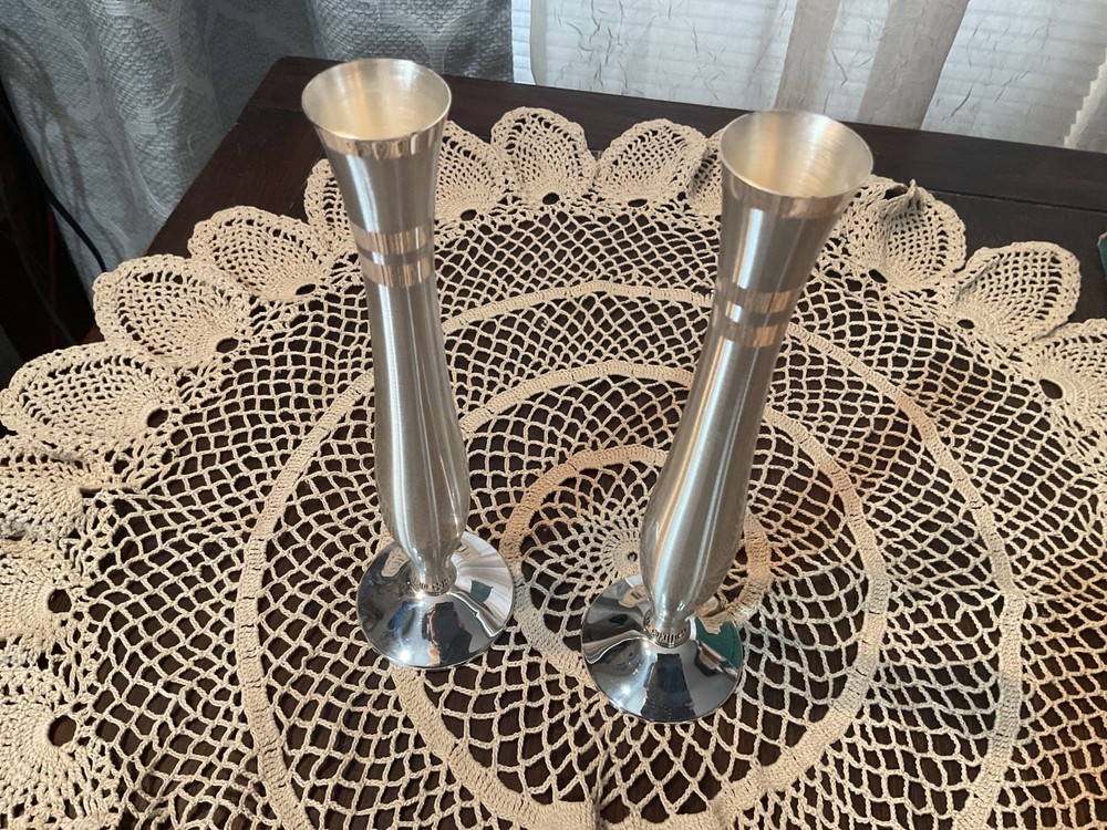 WMF IKOR  silver plated bud vases 8” No. 944 Lot of 2 Germany