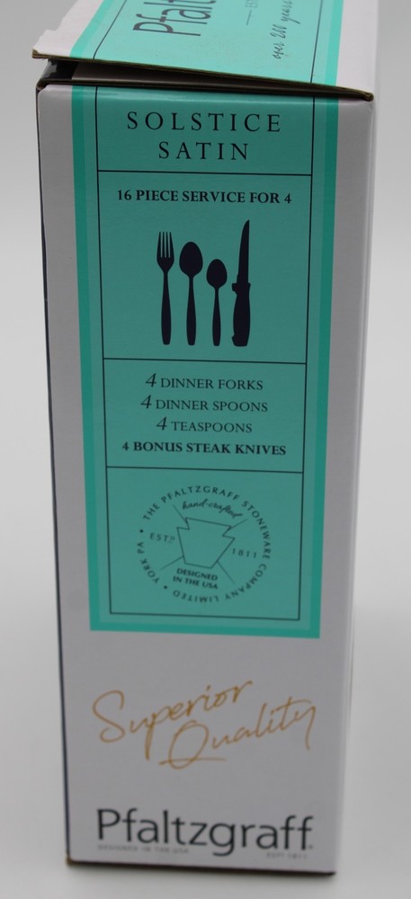 NIB Pfaltzgraff Solstice Satan 16 Piece Flatware Silverware NEW