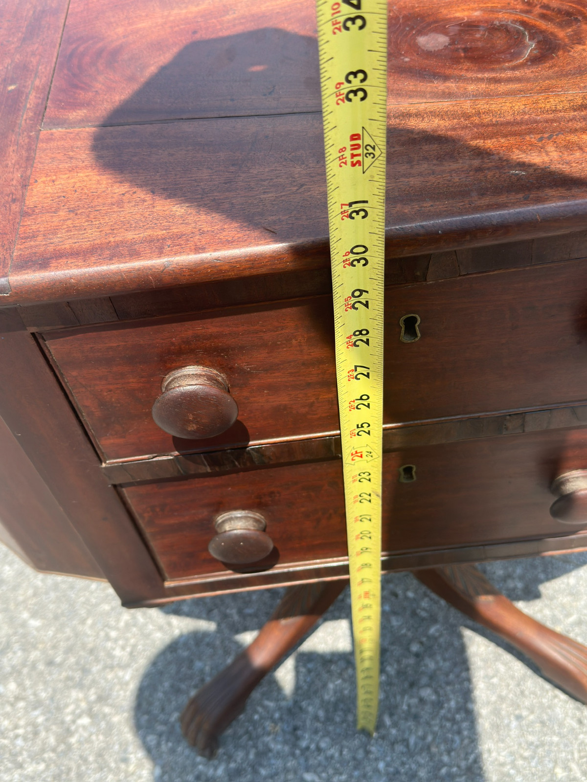 antique 1800s walnut sewing stand table Lancaster pa provenance Washington