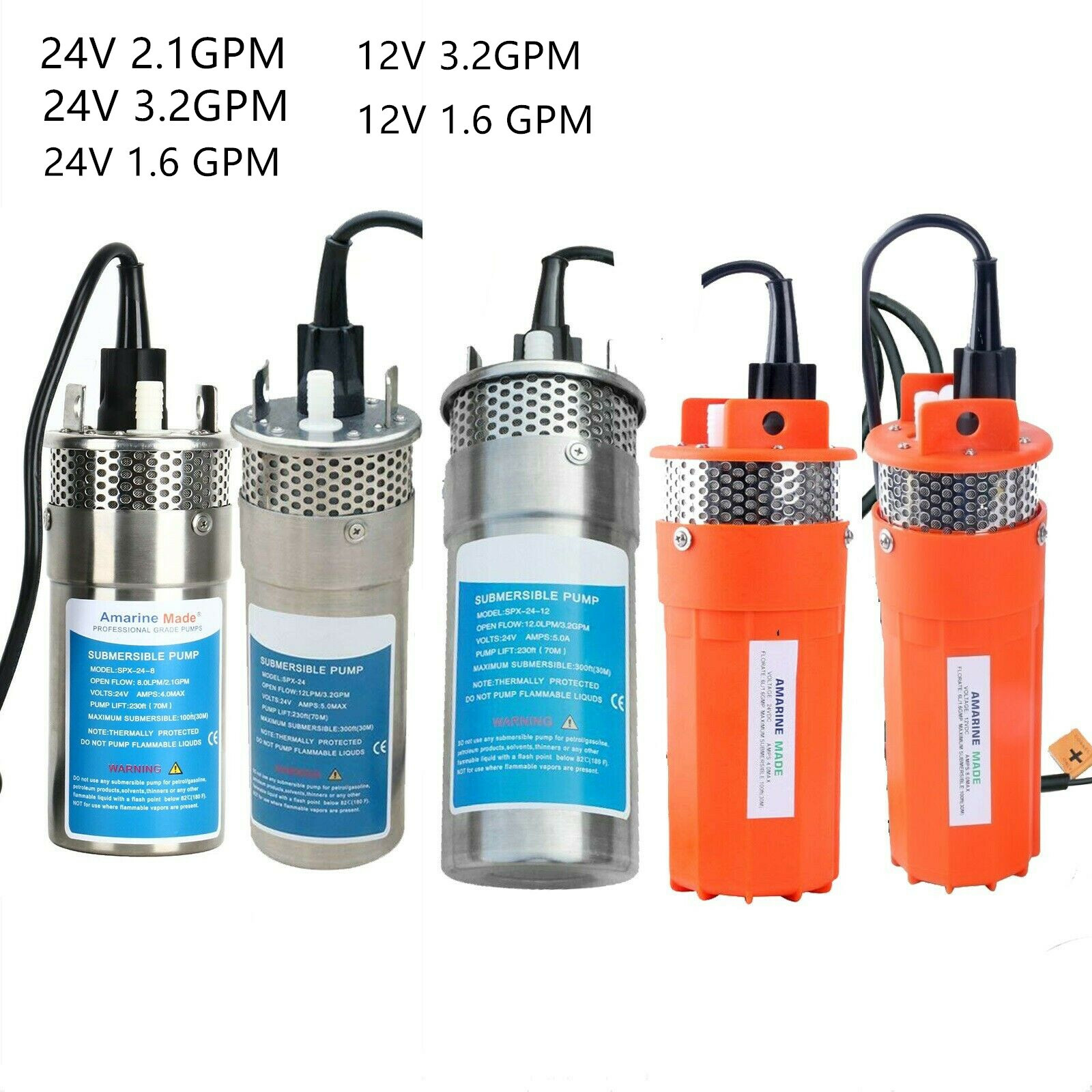 12V & 24V Submersible Deep Well Water DC Pump for Solar Battery
