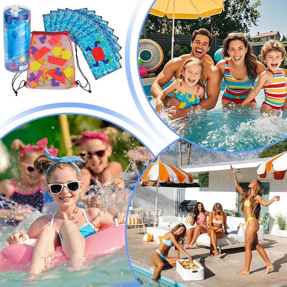 Pool Diving Game- Set Includes 40 Multi-Shape Sinking Toys, 18 Challenge Cards