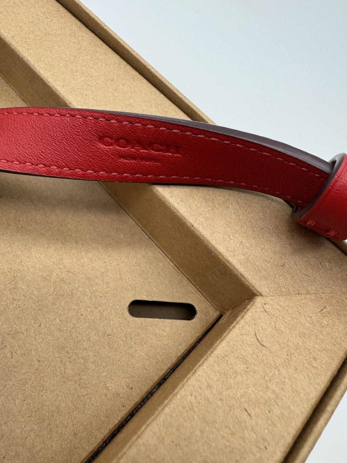 NIB Coach Signature Pet Collar Walnut Bold Red Black Charm Small 9.8”-13.8”