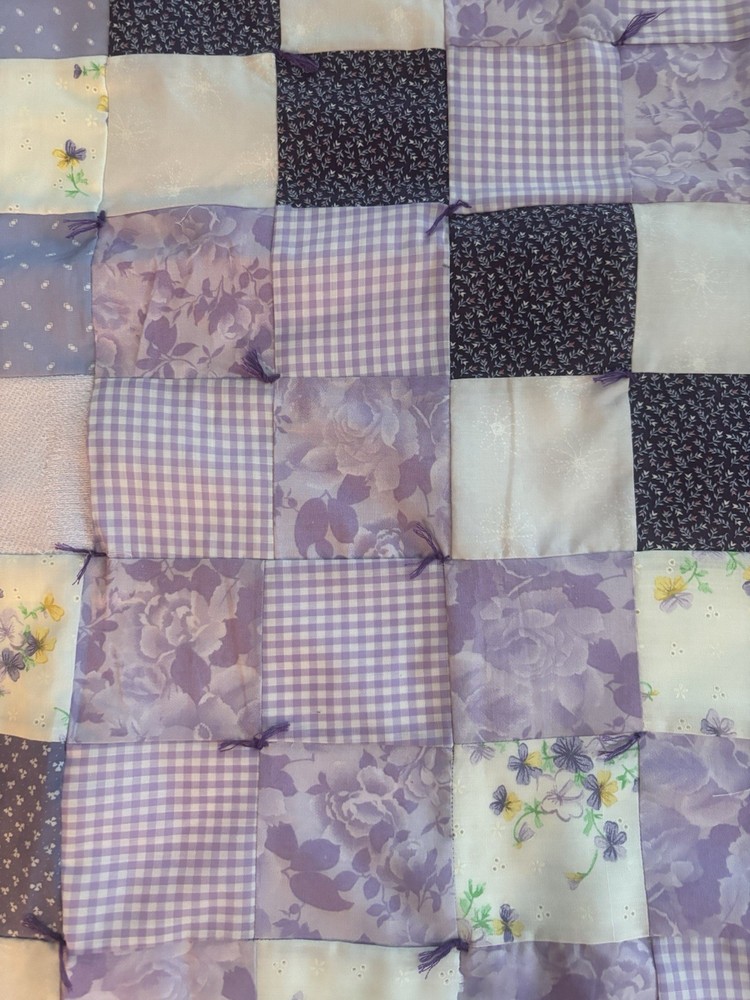 Handmade Purple Square Patchwork Quilt 43"x43"