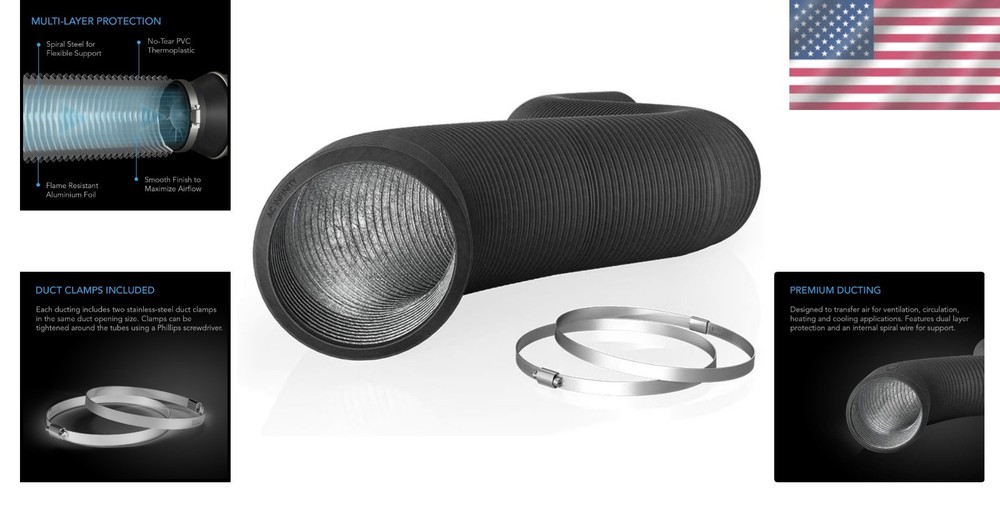 Flexible Aluminum Ducting, 10-Inch Diameter