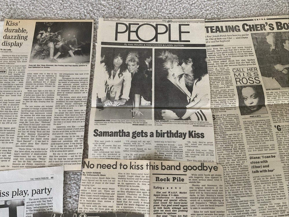 KISS VINTAGE 1987 - 2010 NEWSPAPER CLIPPINGS LOT GENE SIMMONS PAUL STANLEY ACE