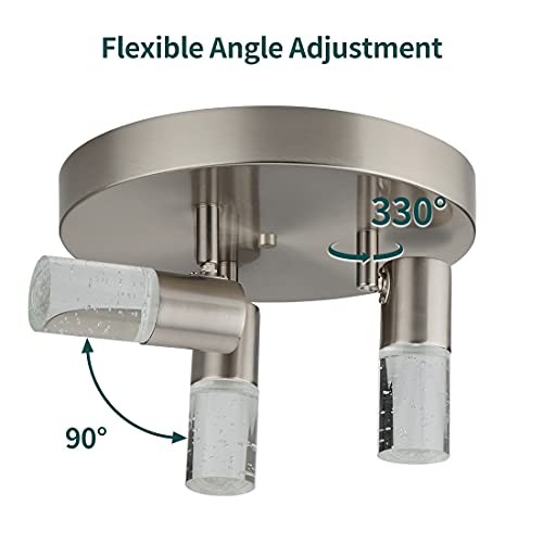 3-Light Semi Flush Mount Ceiling Light, 3 Head Directional LED Lighting