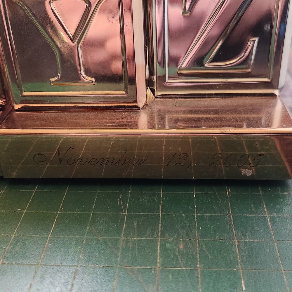 Red Envelope Silver Plated Baby ABC Block Bookends Pre Engraved One Side