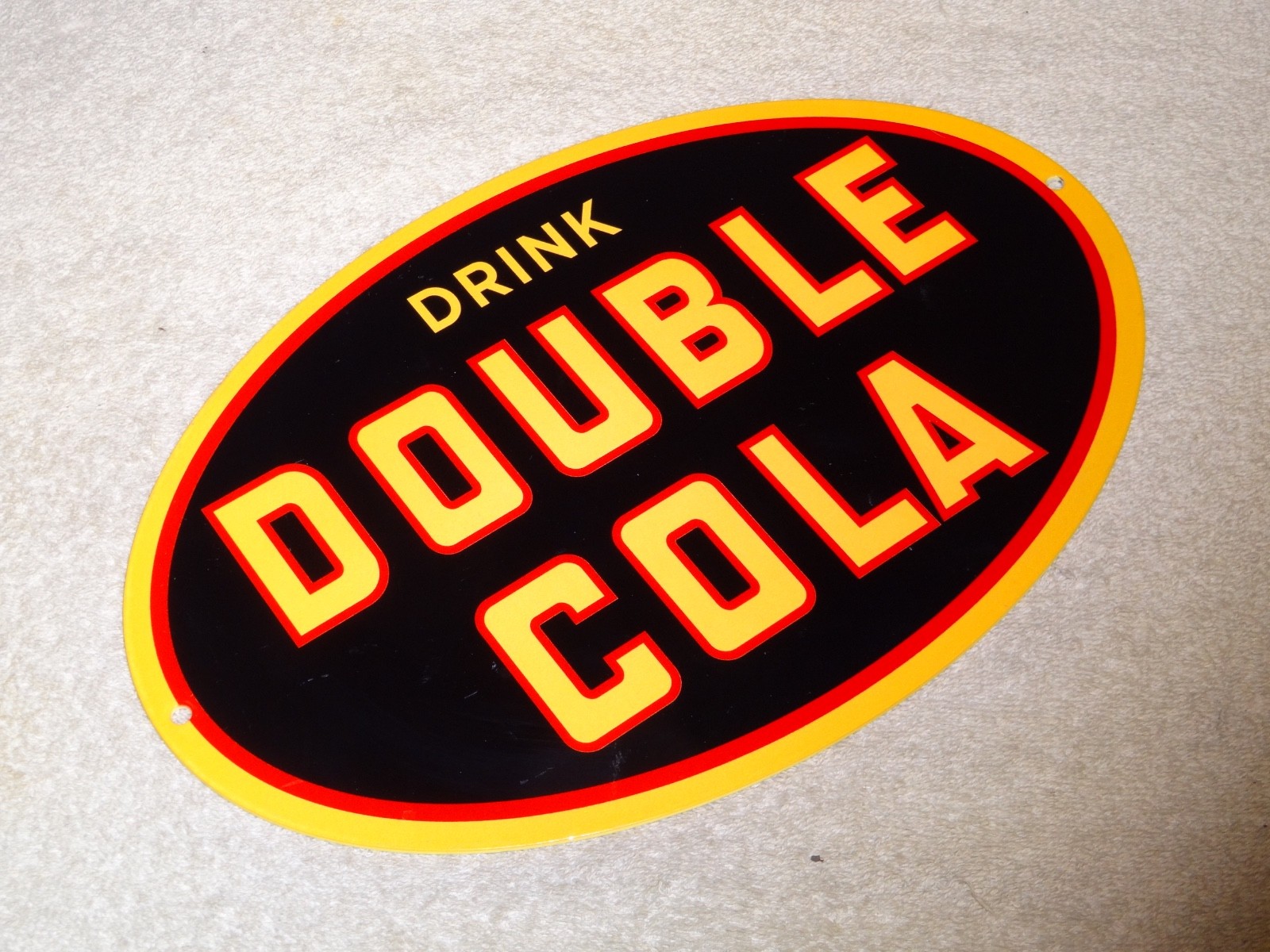 VINTAGE DRINK DOUBLE COLA SODA POP 12" METAL COCA GASOLINE OIL ADVERTISING SIGN!