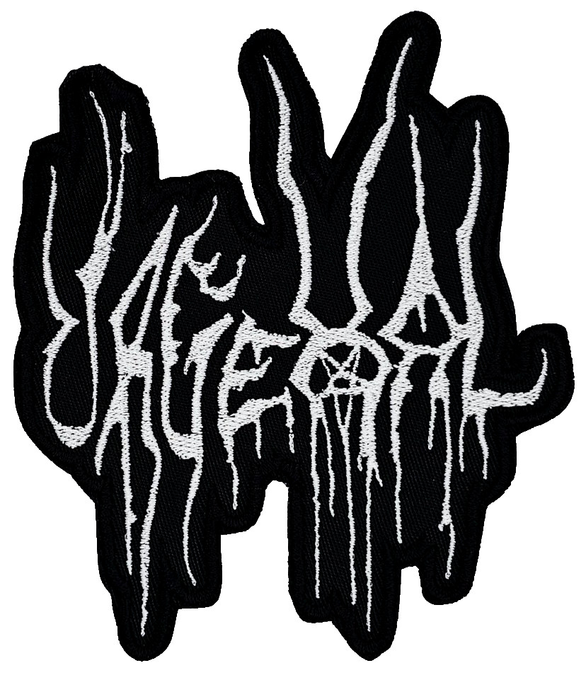 URGEHAL WHITE LOGO (shaped border) EMBROIDERED PATCH