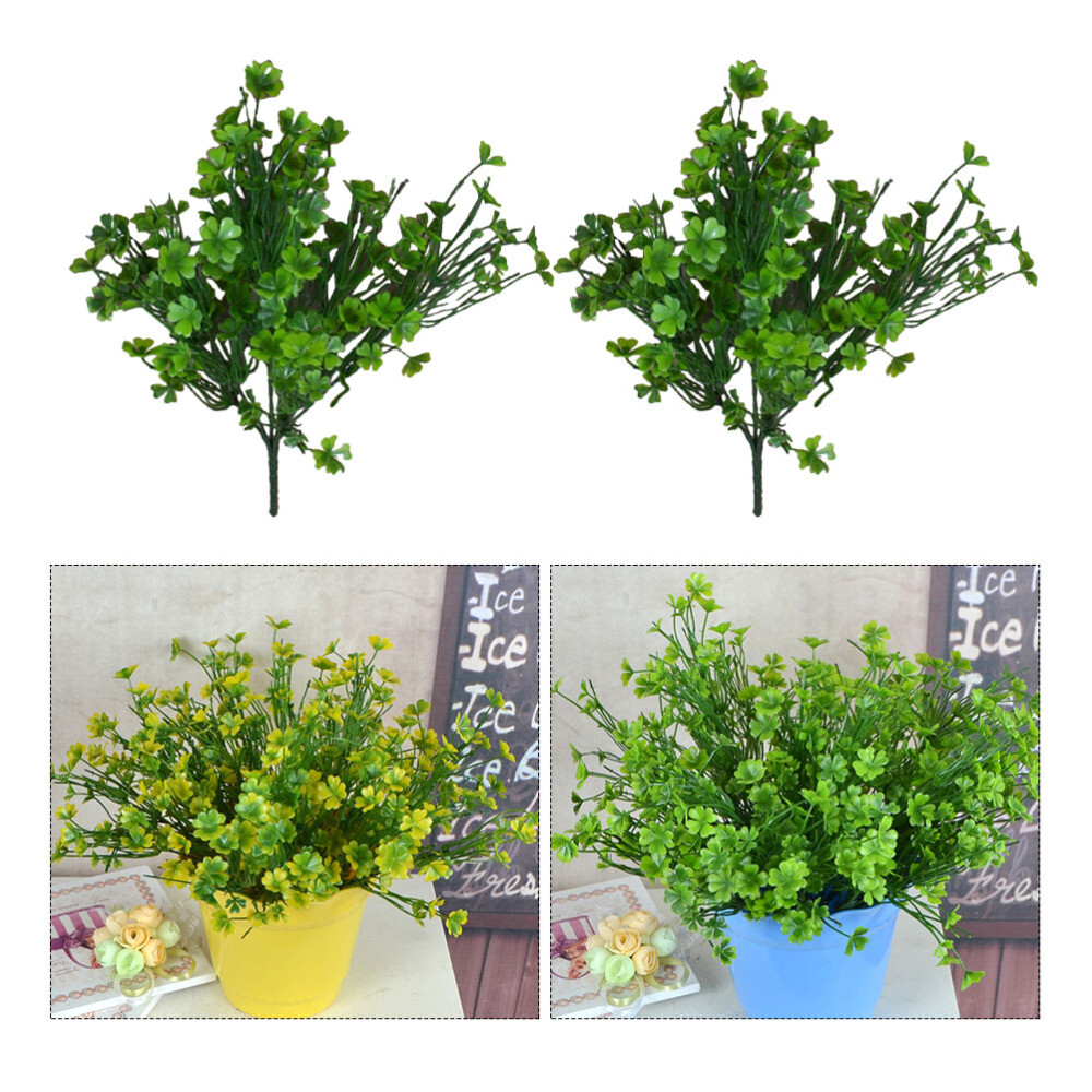 2 Pcs Decorative Flower Four-leaves Simulated Greenery