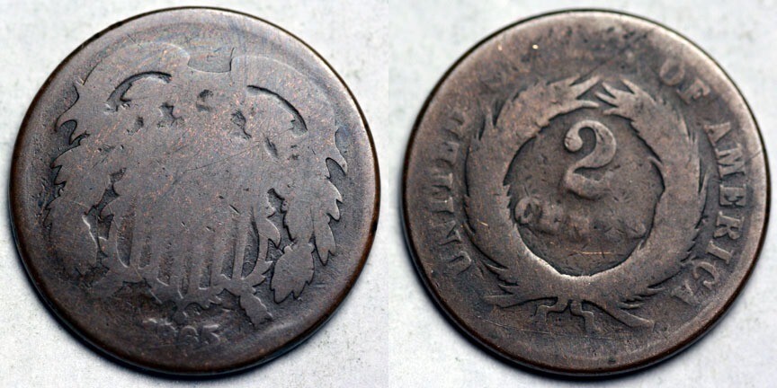 1865  Two Cent Piece